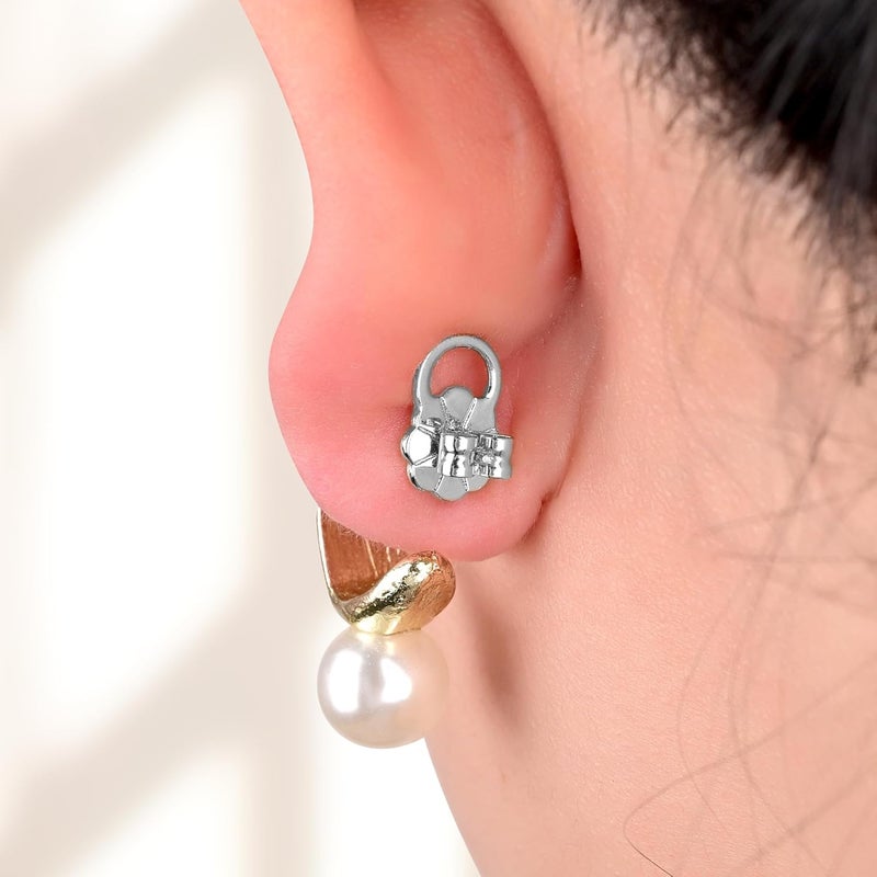 Goffing Earring Backs Replacements for Droopy Ears, Heavy Earrings Lifters, Locking Ear Support for Sensetive Skin, 8 Pairs - Image 3
